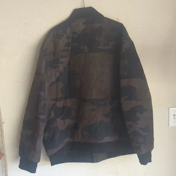Calvin Klein Men's Black and Brown Camouflage Bomber Jacket - Picture 5 of 5